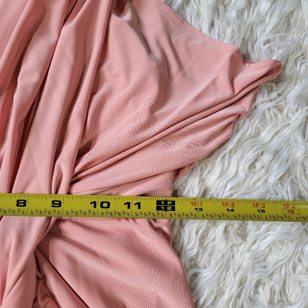 MISA Los Angeles Light Pink Domino Tie Front Midi Dress Size Small - Picture 11 of 16